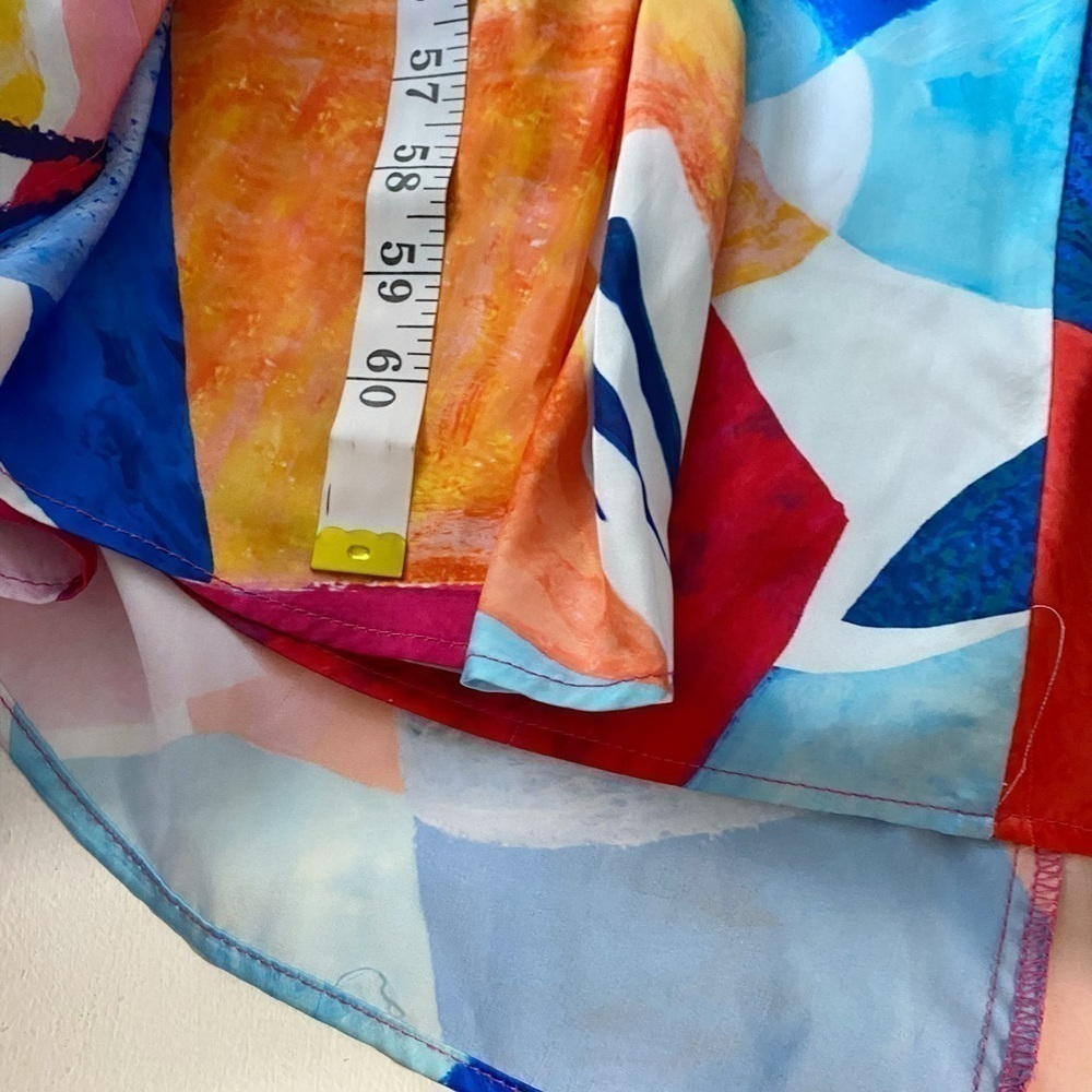 Nicole Miller Watercolor Mixed Print Satin Maxi Dress Pink Blue Plus Size 2X - Picture 13 of 16